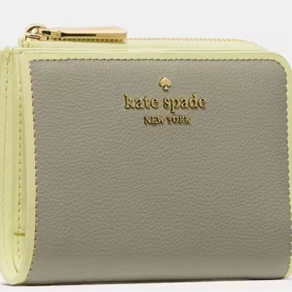 Kate Spade Gray and Yellow L-Zip Wallet - Picture 2 of 8